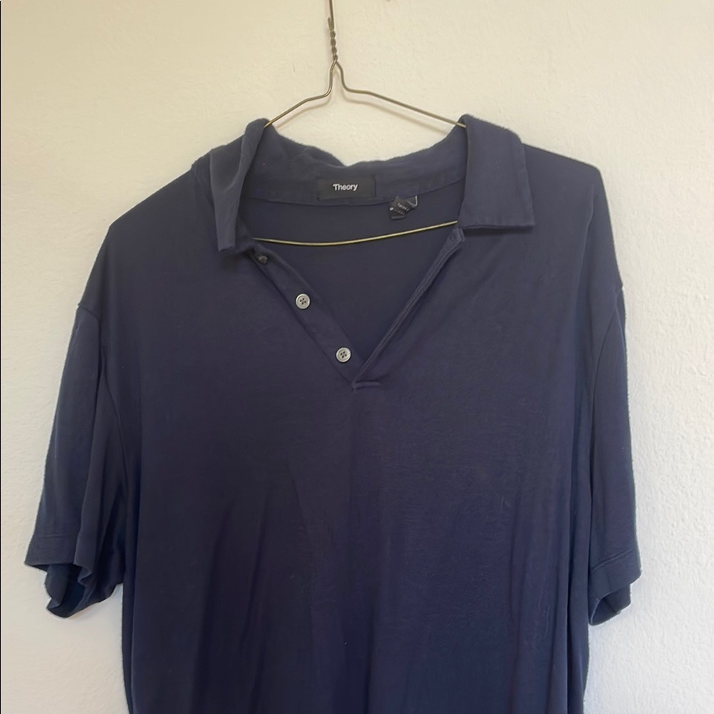 Theory Mens Blue Polo Shirt Classic Design